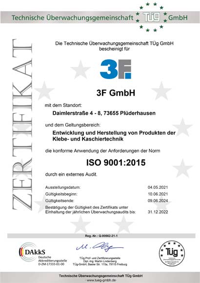 3F GmbH QM-Zertifikat ISO 9001